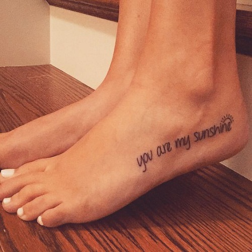 You Are My Sunshine Cute Foot Tattoo