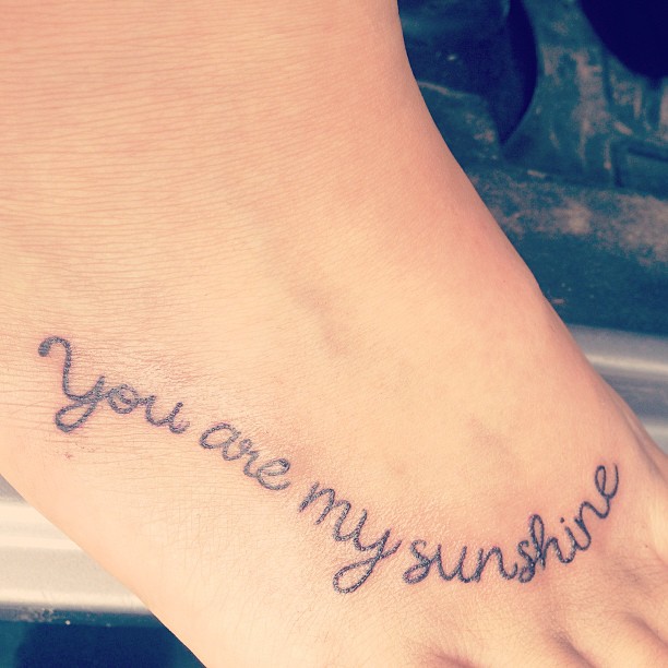 You Are My Sunshine Cute Word Foot Tattoo