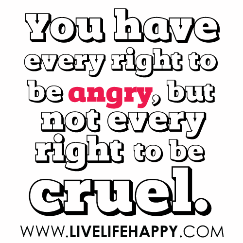 You Have Every Right To Be Angry, But Not Every Right To Be Cruel