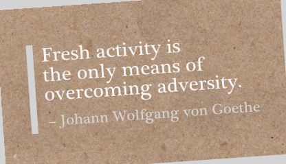 Activity Is the Only Means of Overcoming Adversity. Johann Wolfgang Von