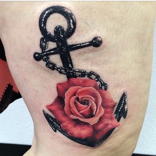 50+ Best Anchor Rose Tattoos Collection