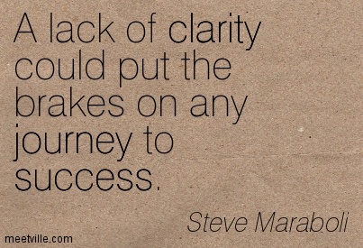 A lack of clarity could put the brakes on any journey to success. Steve Maraboli