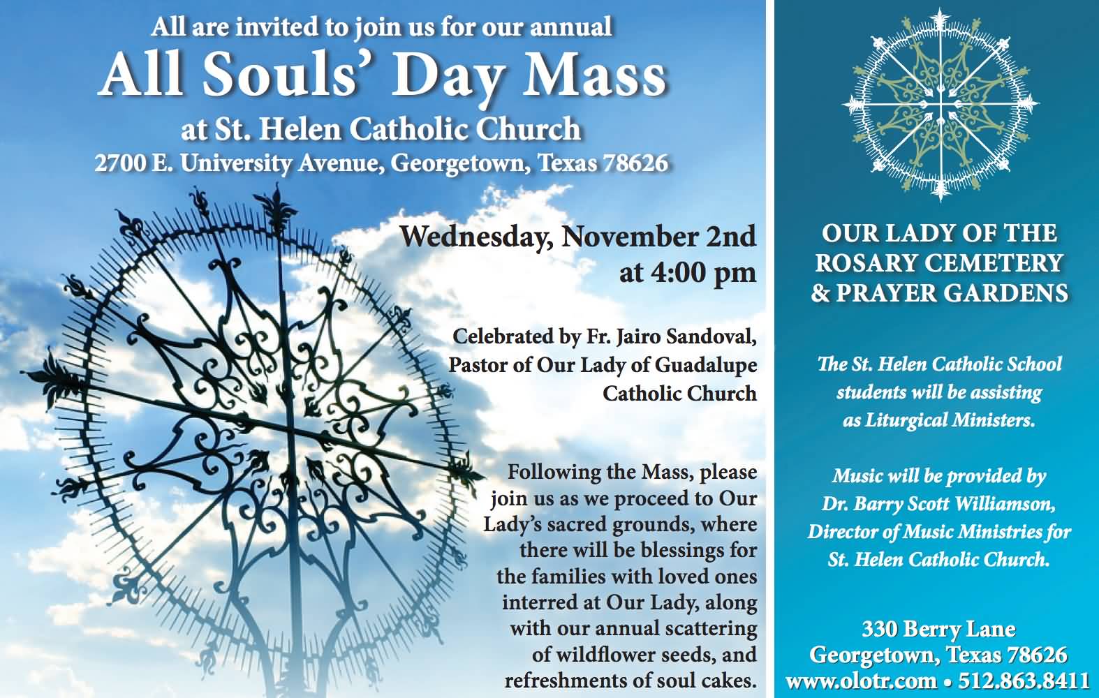 All Are Invited To Join Us For Our Annual All Souls Day Mass