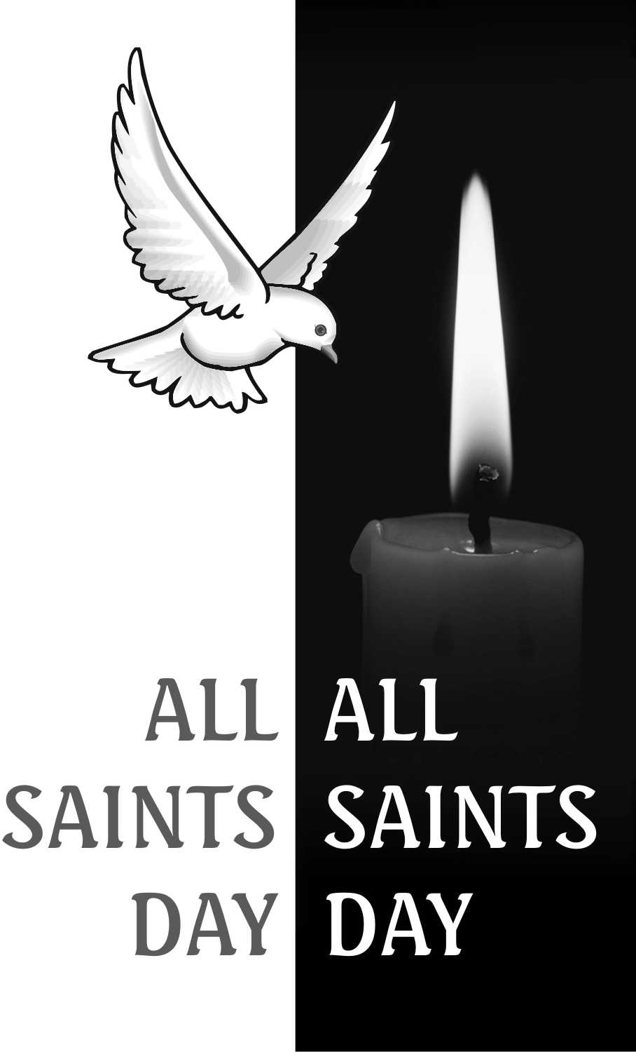 All Saints Day Flying Dove And Candle Picture