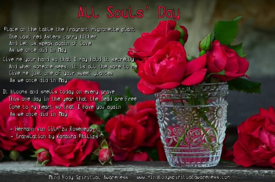 All Souls Day Rose Flowers In Background