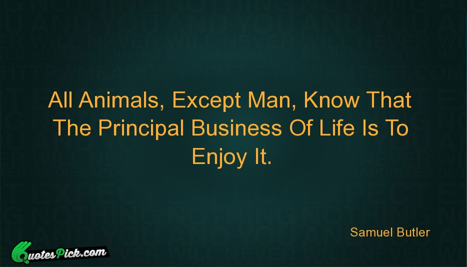 All animals, except man, know that the principal business of life is to enjoy it. Samuel Butler