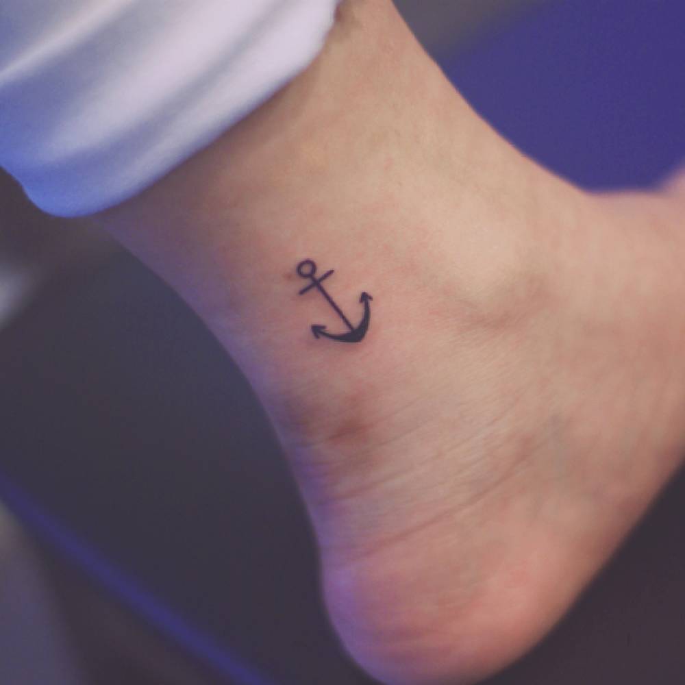 Amazing Anchor Tattoo On Right Ankle