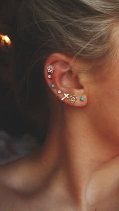 Amazing Cartilage Piercing On Right Ear