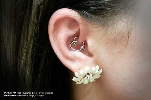 Amazing Lobe And Daith Piercing For Girls
