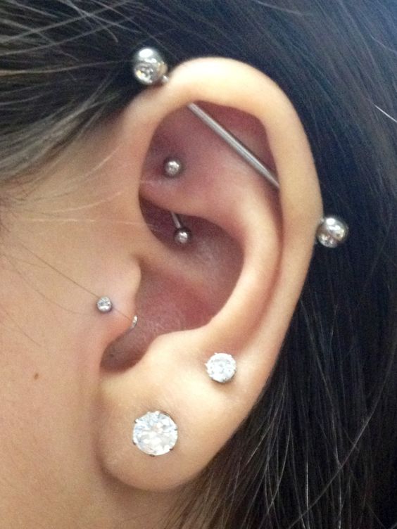 Amazing Tragus Piercing, Industrial And Rook Piercing