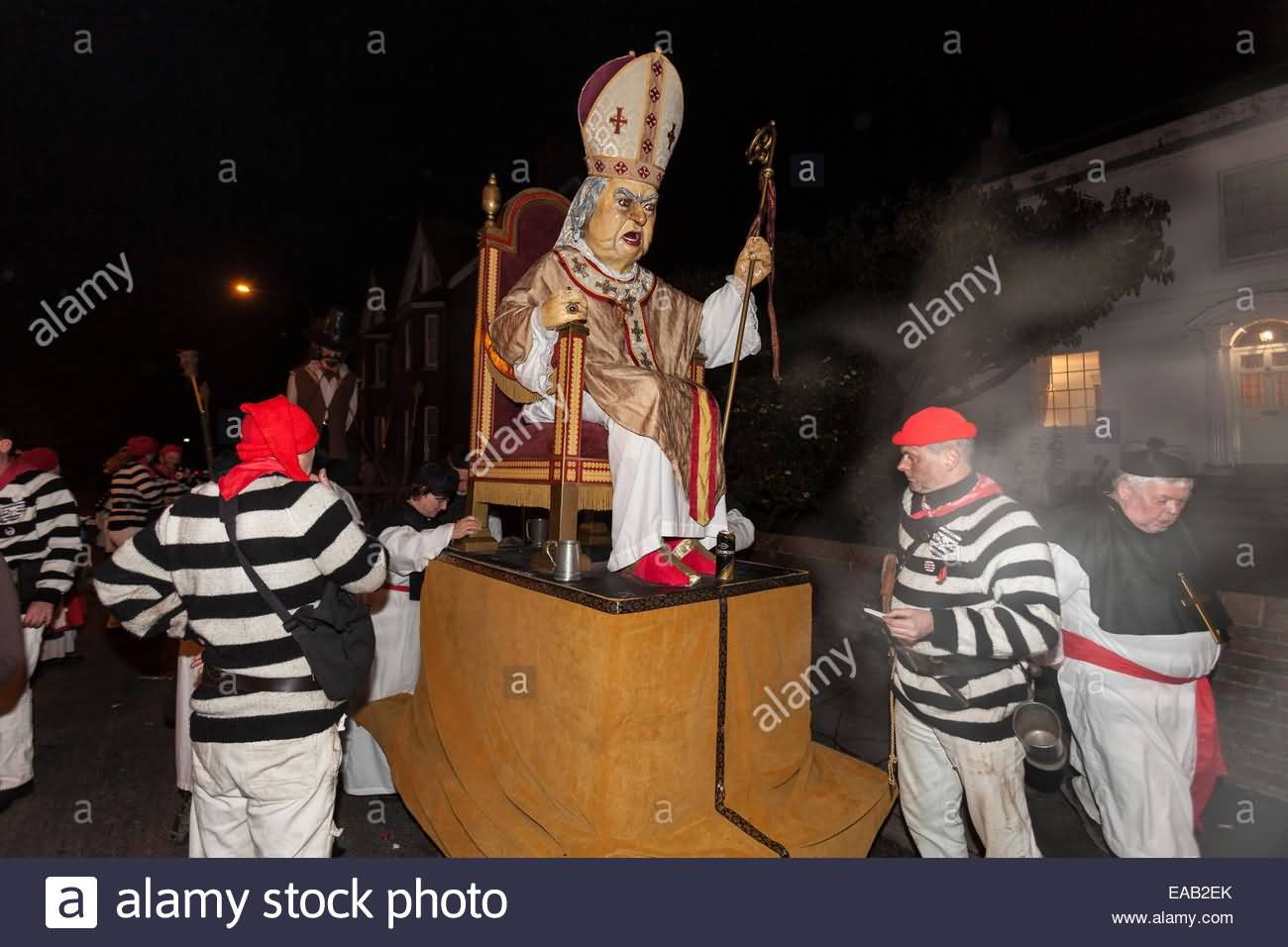 An Effigy Of The Pope Is Paraded Through The Streets Of Lewes During The Annual Guy Fawkes Parade