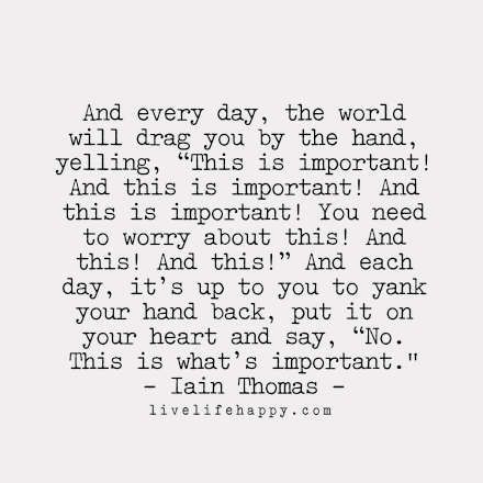 And every day, the world will drag you by the hand, yelling, “This is important! And this is important! And this is important! You need to worry about... Iain Thomas