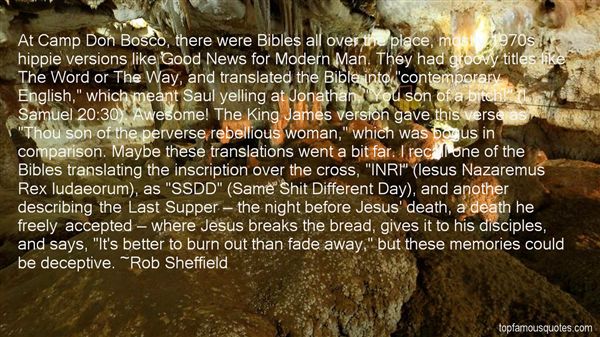 At Camp Don Bosco, there were Bibles all over the place, mostly 1970s hippie versions like Good News for Modern Man. They had groovy ... Rob Sheffield