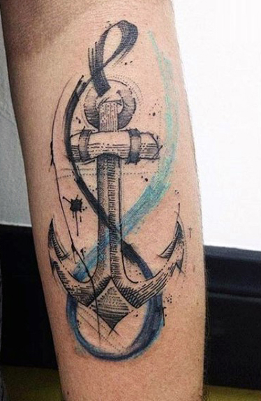 Attractive Anchor Tattoo Design For Men Sleeve