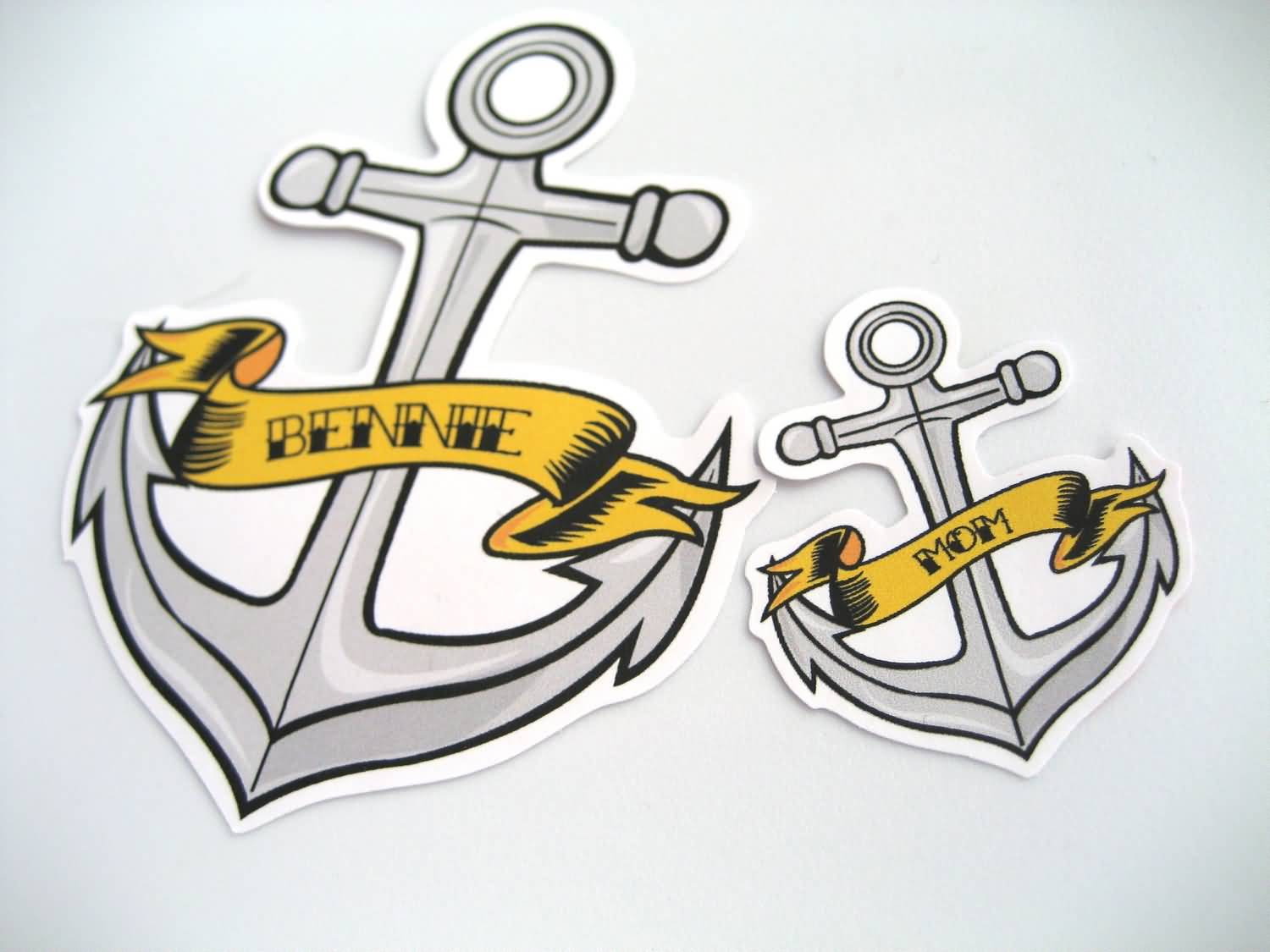 Attractive Two Anchor With Banner Tattoo Design