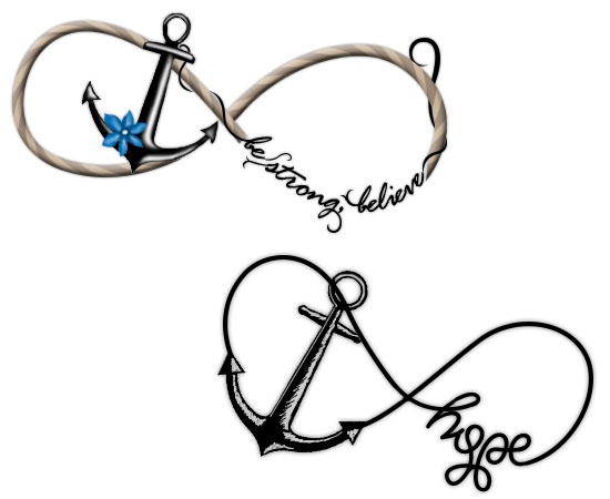 Attractive Two Infinity With Anchor Tattoo Design