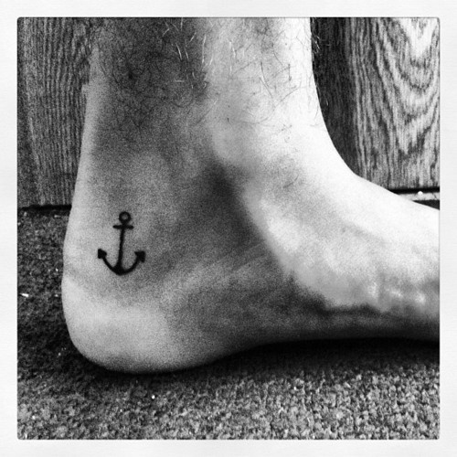 Awesome Black Anchor Tattoo On Left Foot Ankle