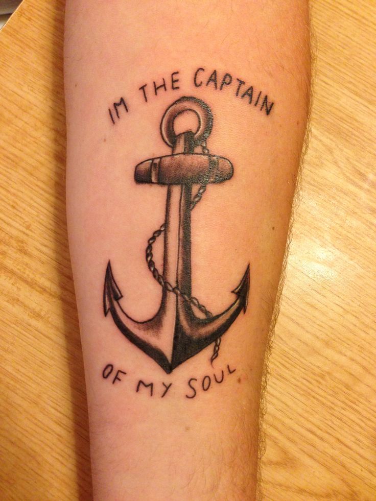 Awesome Black Ink Anchor Tattoo On Forearm
