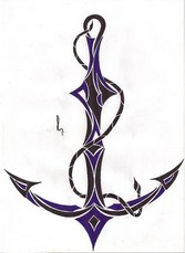 Awesome Black Tribal Anchor Tattoo Design