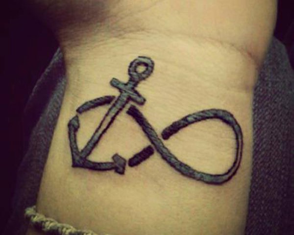 Awesome Infinity With Anchor Tattoo On Left Wrist