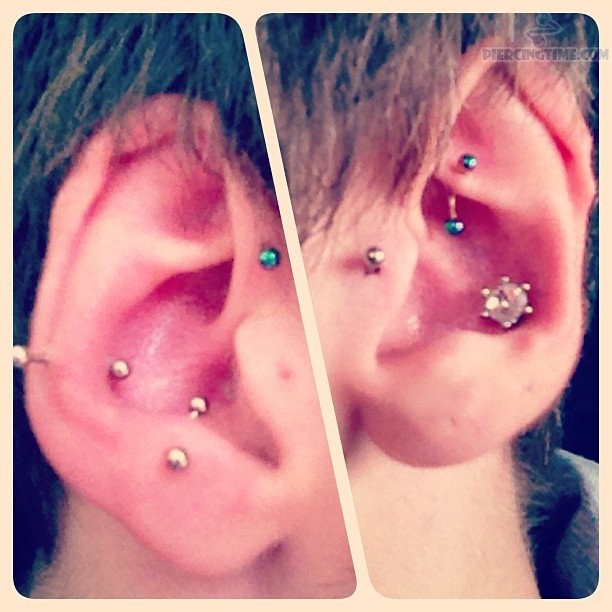 Awesome Tragus And Rook Piercings