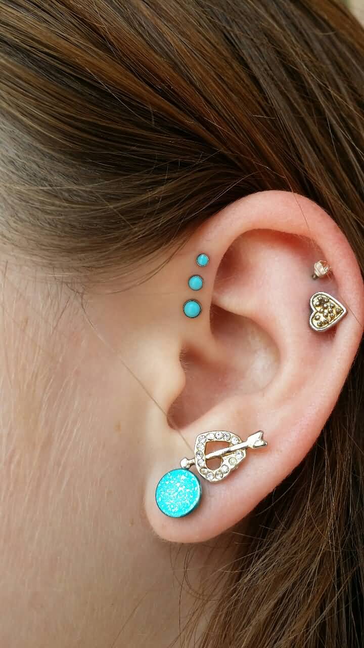 Beautiful Left Ear Inner Pinna Piercing Picture For Girls