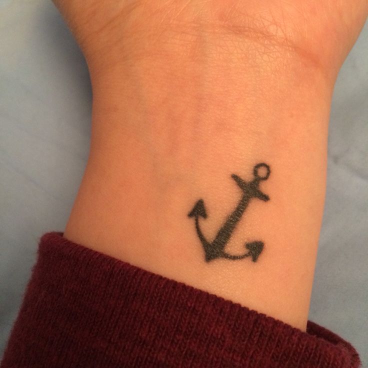 Black Anchor Tattoo On Left Wrist