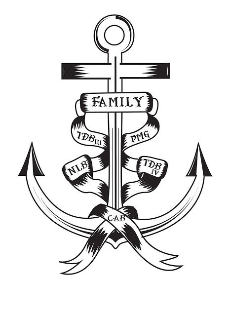 Black Anchor With Banner Tattoo Stencil