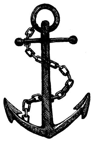 Black Anchor With Chain Tattoo Design