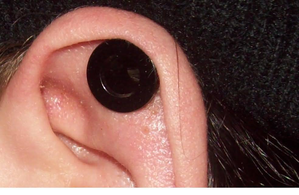 Black Cartilage Piercings On Left Ear