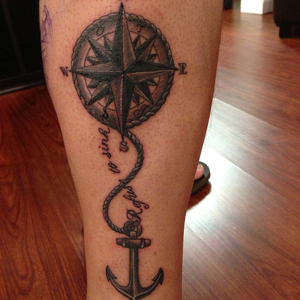 48+ Best Anchor Compass Tattoos