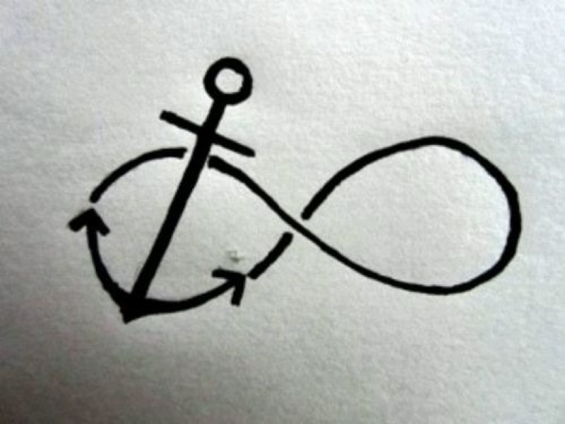 Black Outline Infinity Anchor Tattoo Stencil