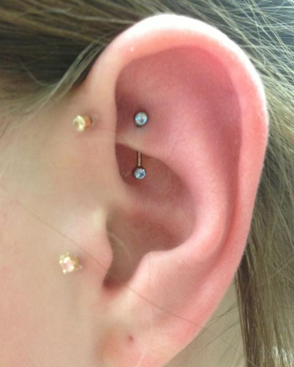 Blue Barbell Rook Piercing For Girls by Jason