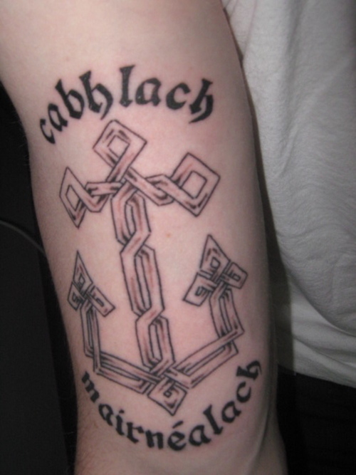 Cabhlach Mairnealach - Celtic Cross Anchor Tattoo On Left Half Sleeve