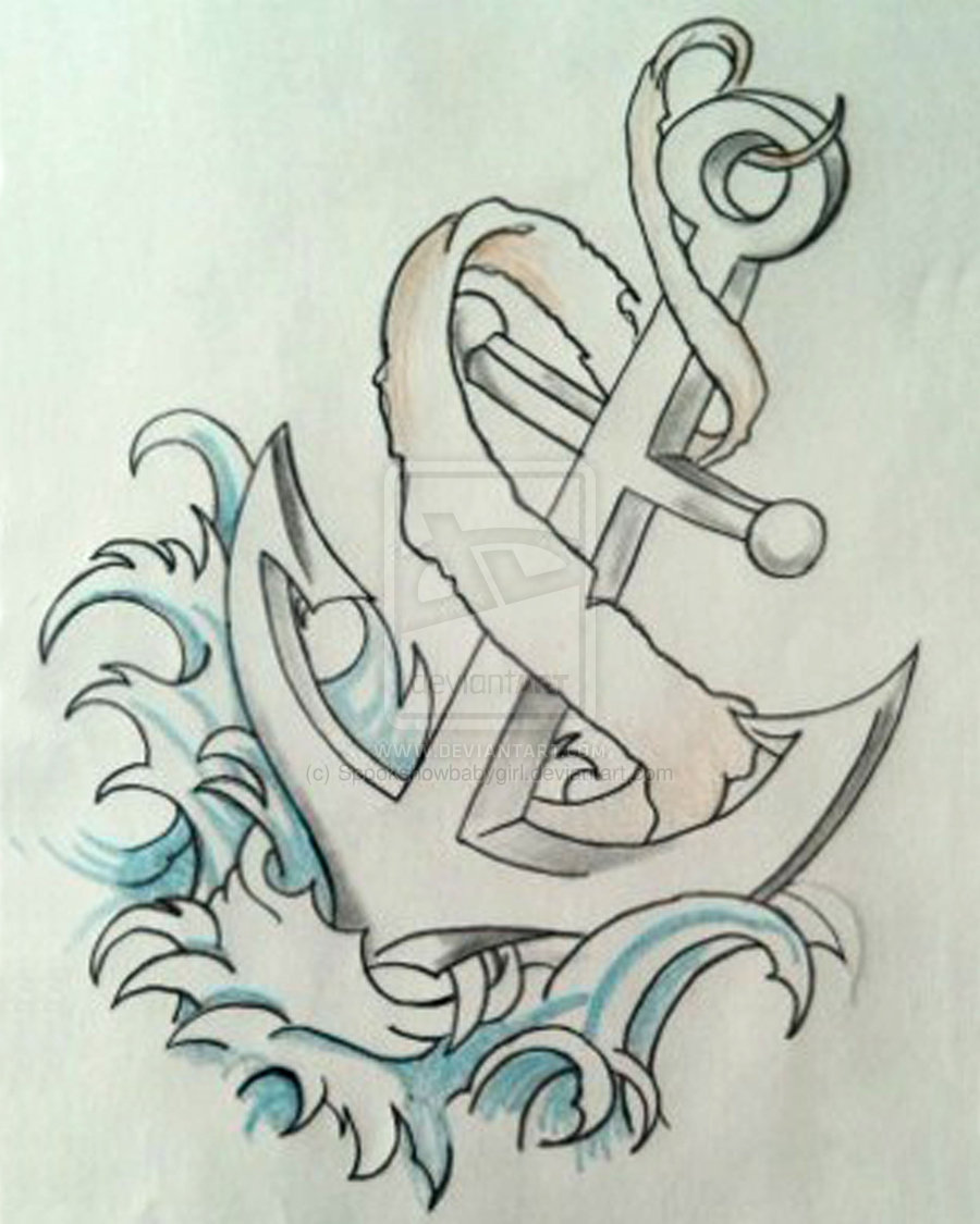 Classic Anchor With Ribbon Tattoo Design
