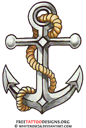 Classic Anchor With Rope Tattoo Design