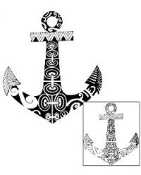Classic Black Polynesian Anchor Tattoo Design