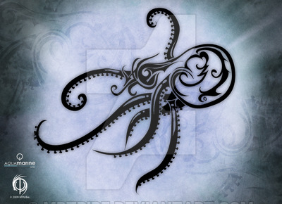 Classic Black Tribal Octopus Tattoo Stencil By Mike P W