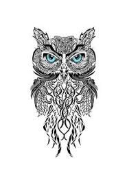 Classic Black Tribal Owl Tattoo Design