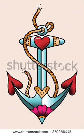 Classic Colorful Traditional Anchor Tattoo Design
