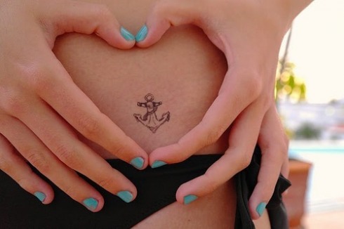 Classic Small Anchor Tattoo On Girl Left Hip By Mackenzee