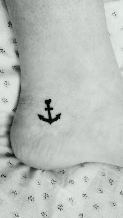Cool Black Anchor Tattoo On Right Ankle
