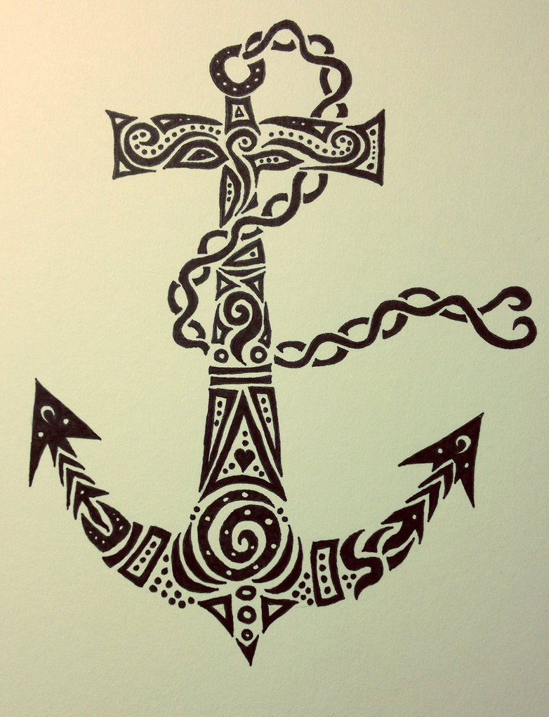 Cool Black Polynesian Anchor Tattoo Design By TheRebornWolf