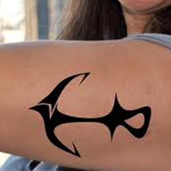 Cool Black Tribal Anchor Tattoo On Girl Left Half Sleeve