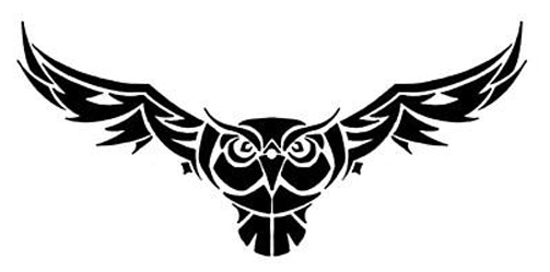 Cool Black Tribal Flying Owl Tattoo Design