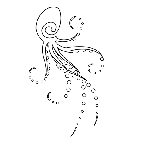 Cool Black Tribal Octopus Tattoo Stencil