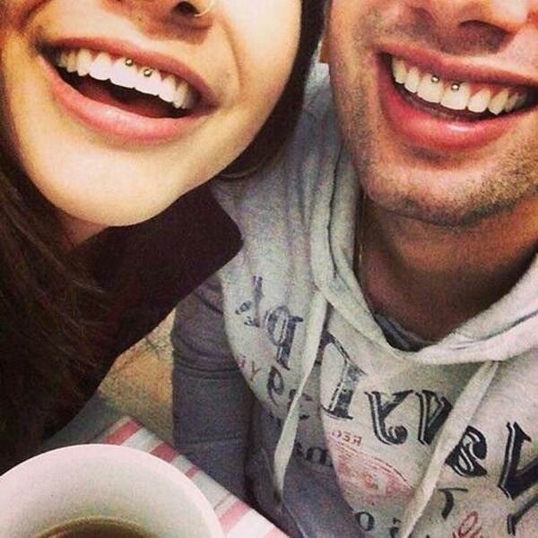 Couple With Smiley Piercing