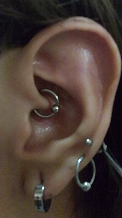 Daith Piercing With Silver Bead Ring
