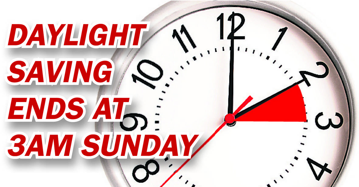 Daylight Saving Ends At 3 Am Sunday