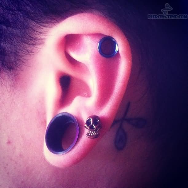 Dermal Punch Piercing On Lobe And Cartilage